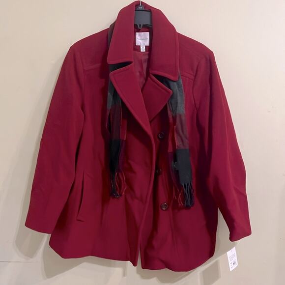 Croft & Barrow Pea Coat Wool Blend Womens Plus 3X Scarf Winter Comfort Warmth - Picture 1 of 11